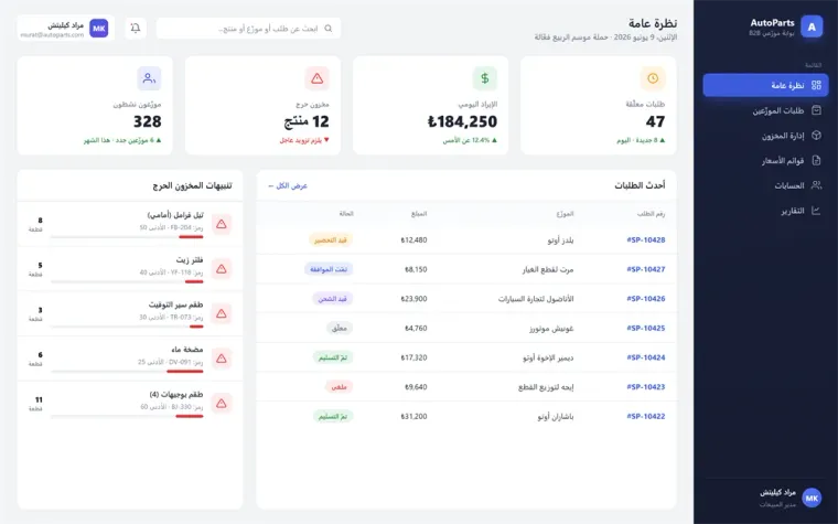AutoParts B2B Portal — önizleme