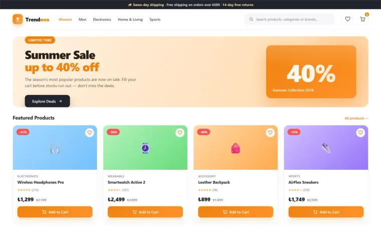 Modern E-Commerce Store — önizleme