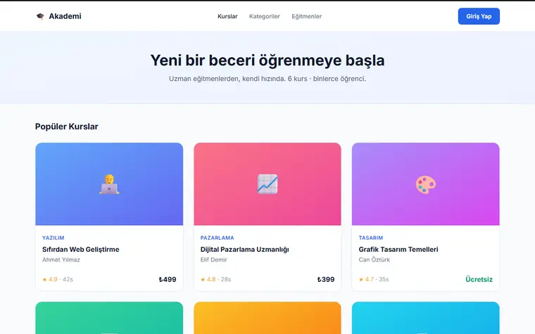 Online Kurs Platformu (LMS) — önizleme